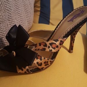 Hale Bob satin high heel mules